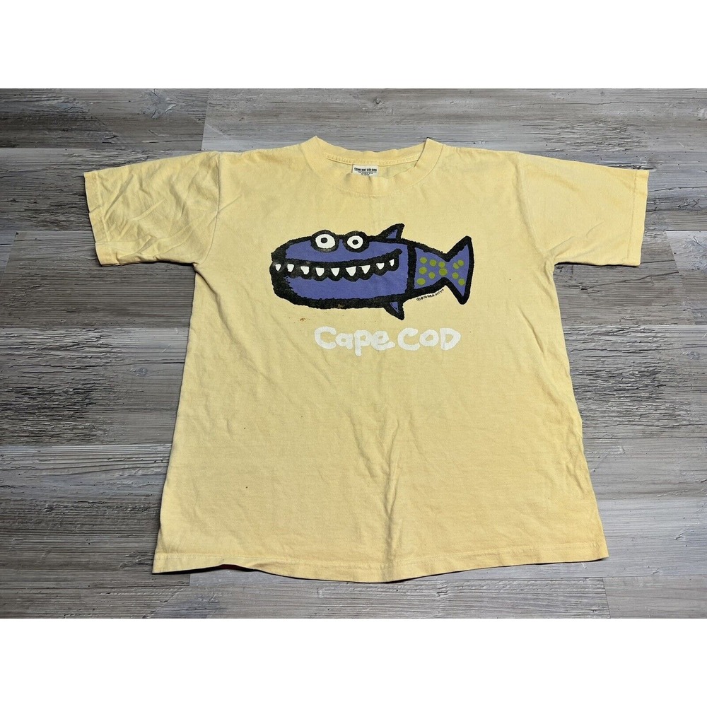 Vintage Big Head Designs Cape Cod T-Shirt Toothy Fish Size S 100% Cotton